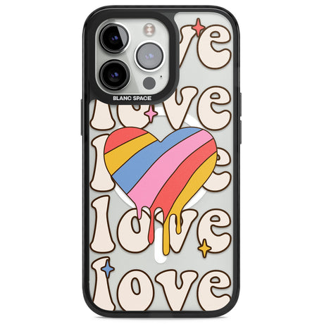 Groovy Love Magsafe Black Impact Phone Case for iPhone 13 Pro, iPhone 14 Pro, iPhone 15 Pro