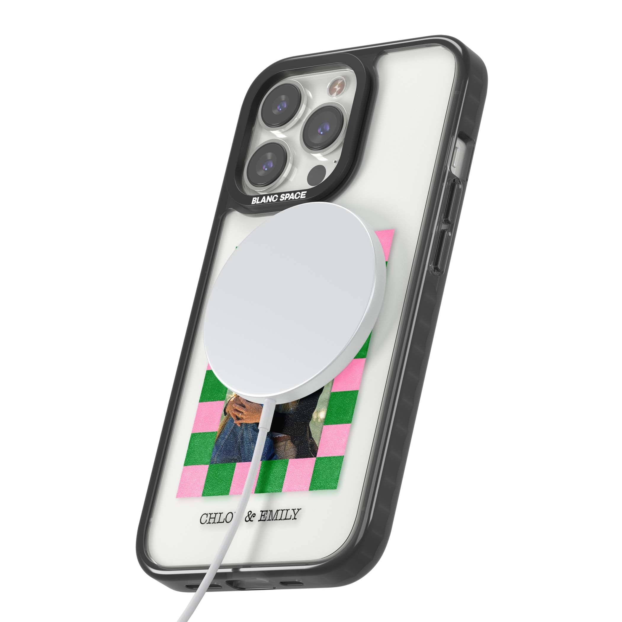 Riviera Check Photo cute iPhone case | Black Impact Magsafe case for iPhone 13 Pro, iPhone 14 Pro, iPhone 15 Pro