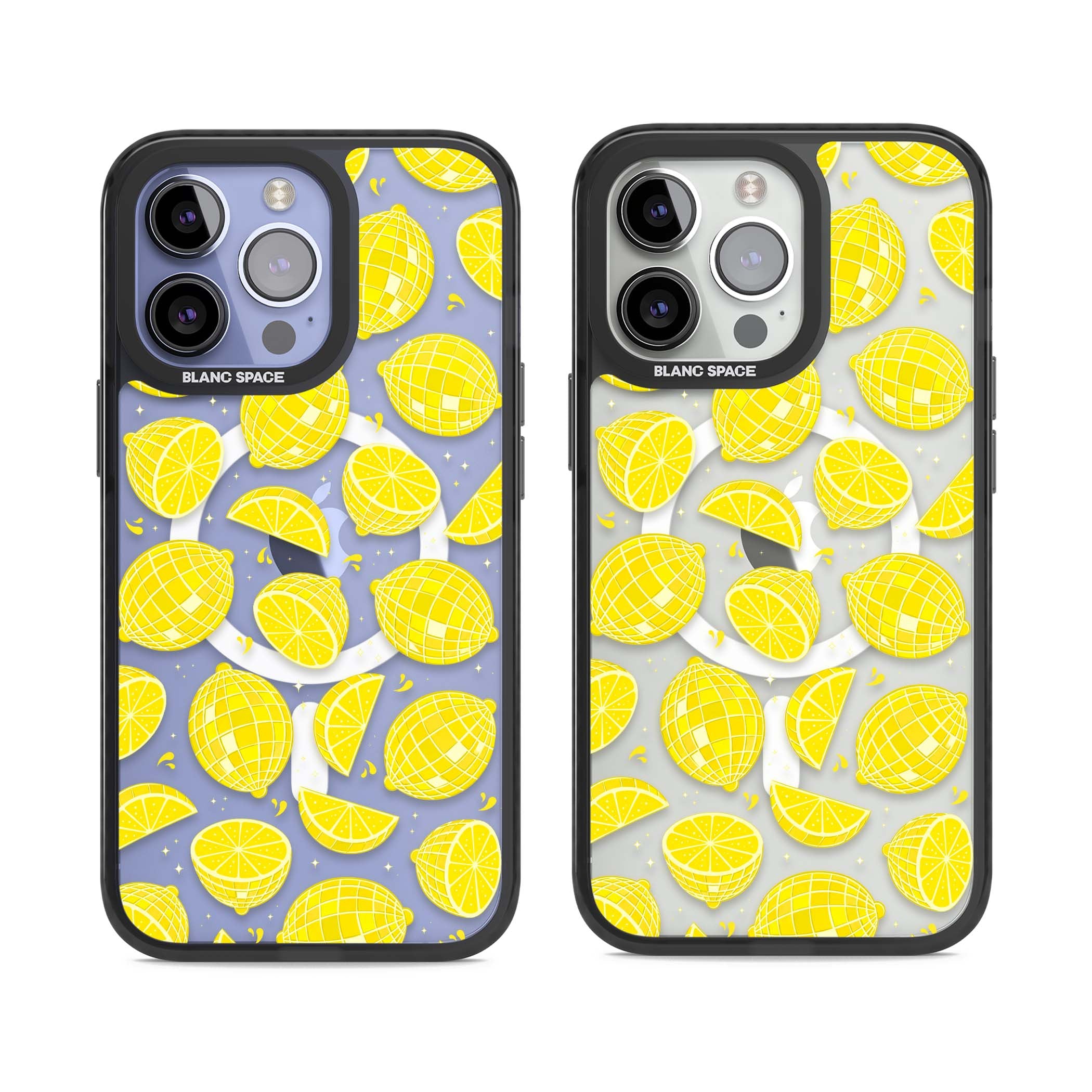 Disco Lemons citrus iPhone case featuring mirrorball lemons, sliced fruit and sparkle accents | Black Impact Magsafe case for iPhone 13 Pro, iPhone 14 Pro, iPhone 15 Pro