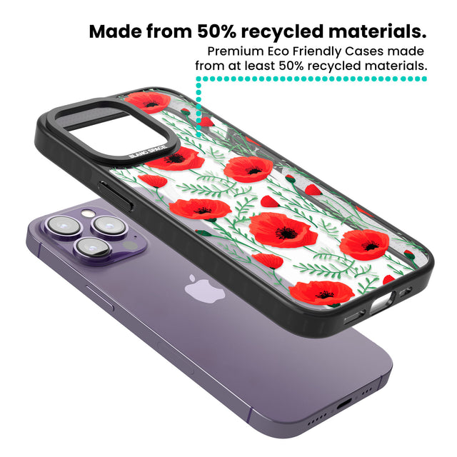 Poppy Garden Magsafe Black Impact Phone Case for iPhone 13 Pro, iPhone 14 Pro, iPhone 15 Pro