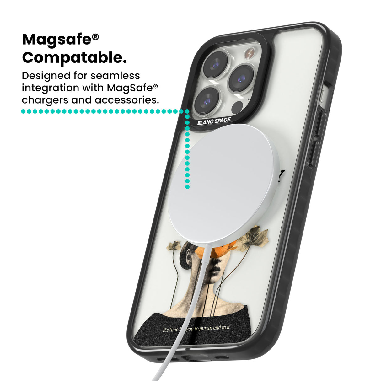 Social Anxiety Magsafe Black Impact Phone Case for iPhone 13 Pro, iPhone 14 Pro, iPhone 15 Pro