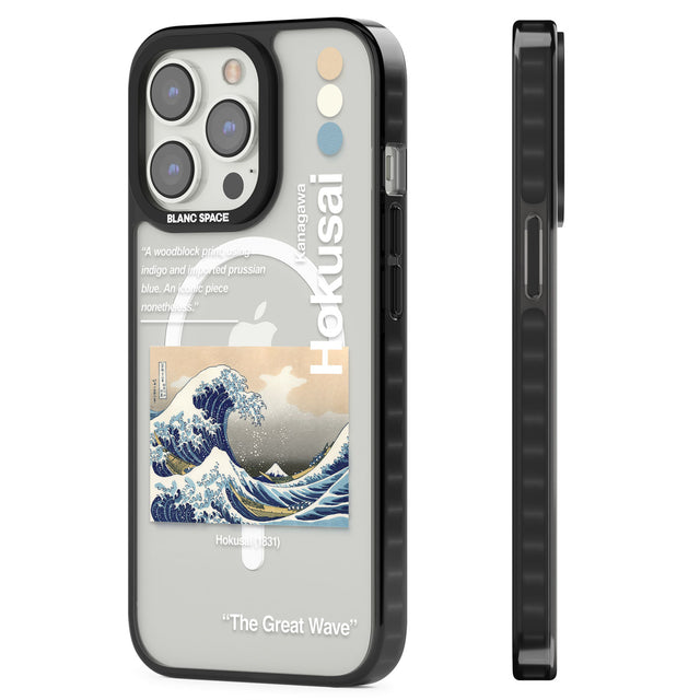 The Great Wave Magsafe Black Impact Phone Case for iPhone 13 Pro, iPhone 14 Pro, iPhone 15 Pro