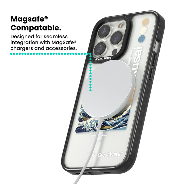 The Great Wave Magsafe Black Impact Phone Case for iPhone 13 Pro, iPhone 14 Pro, iPhone 15 Pro