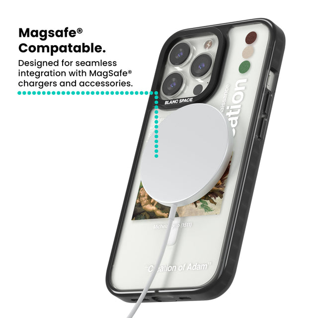 Creation of Adam - Michelangelo Magsafe Black Impact Phone Case for iPhone 13 Pro, iPhone 14 Pro, iPhone 15 Pro