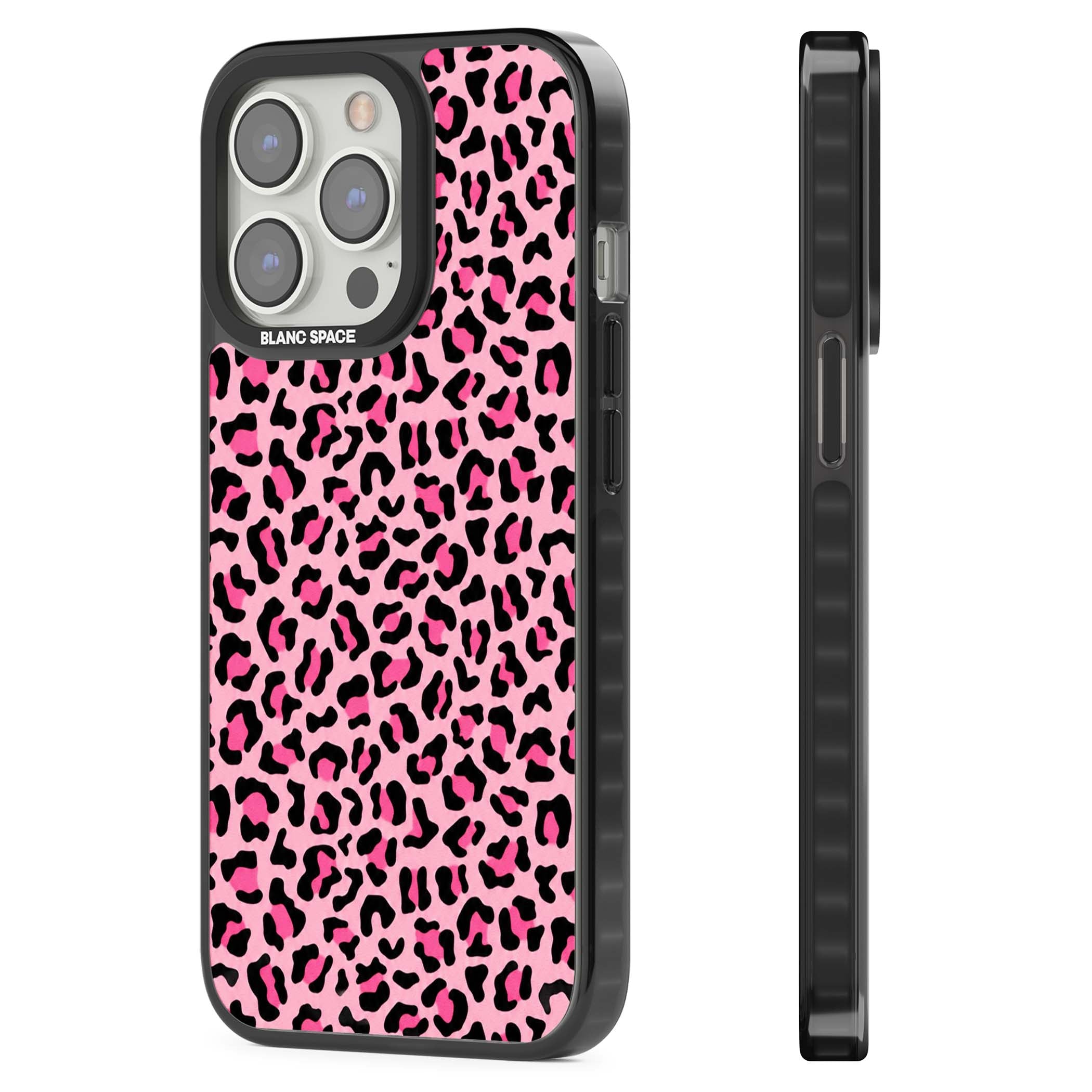 Pink Leopard baddie iPhone case | Black Impact Magsafe case for iPhone 13 Pro, iPhone 14 Pro, iPhone 15 Pro