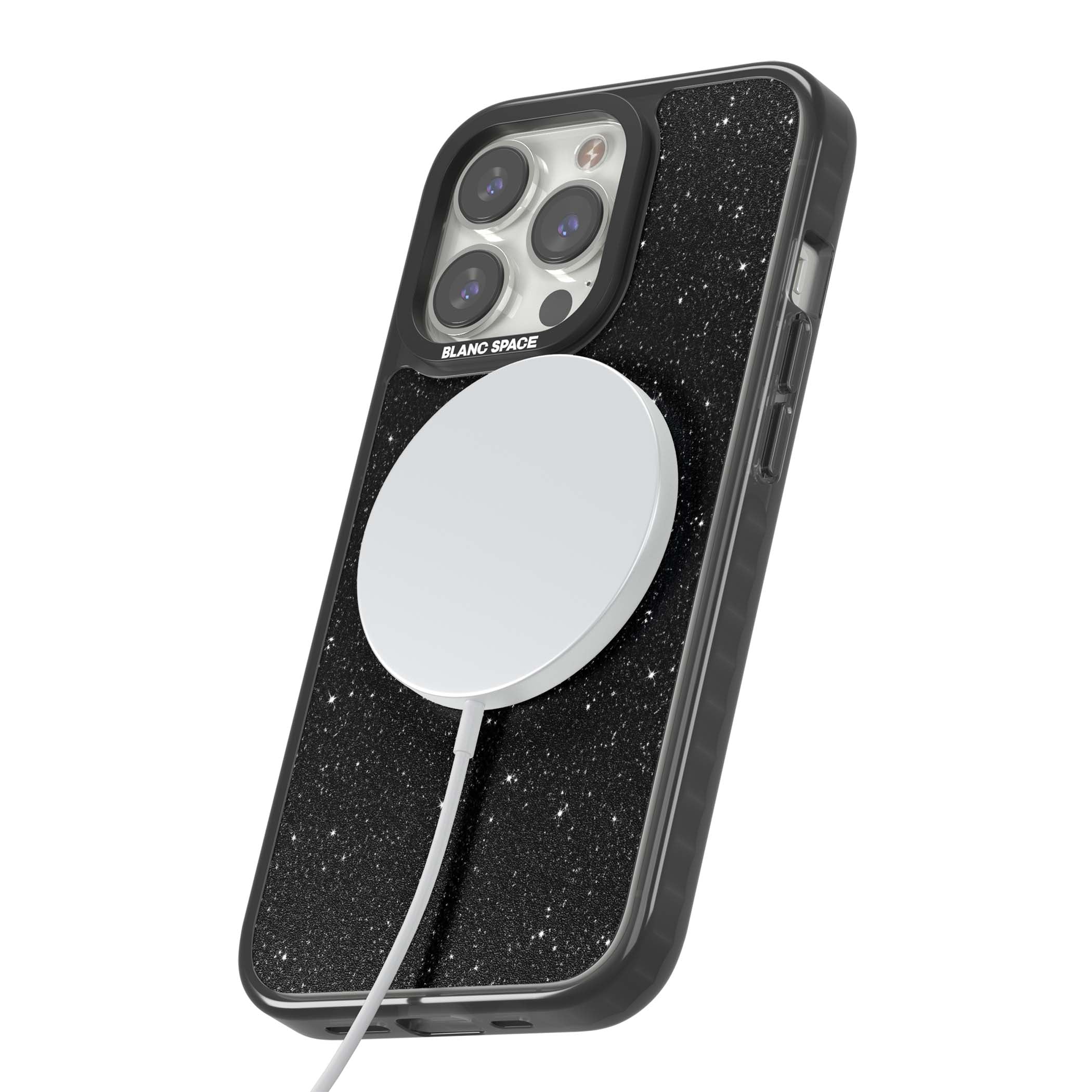 Black Glitter black glitter iPhone case featuring an all-over sparkly shimmer pattern on a jet black base | Black Impact Magsafe case for iPhone 13 Pro, iPhone 14 Pro, iPhone 15 Pro