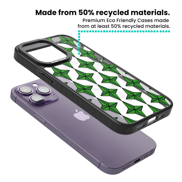 Emerald Stars Pattern (Clear) Magsafe Black Impact Phone Case for iPhone 13 Pro, iPhone 14 Pro, iPhone 15 Pro