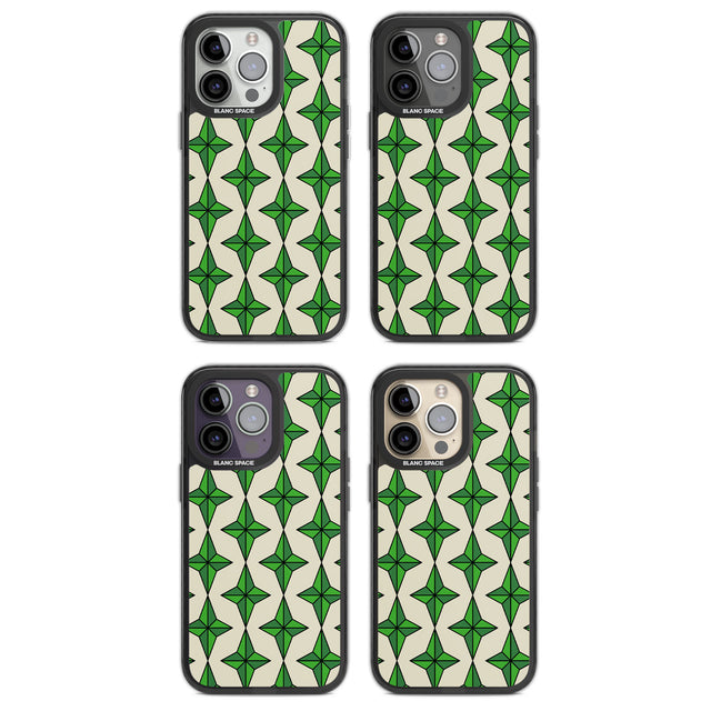 Emerald Stars Pattern Magsafe Black Impact Phone Case for iPhone 13 Pro, iPhone 14 Pro, iPhone 15 Pro