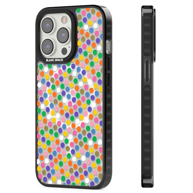 Multicolour Polka-dot Fiesta Magsafe Black Impact Phone Case for iPhone 13 Pro, iPhone 14 Pro, iPhone 15 Pro
