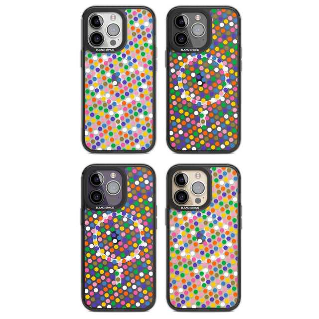 Multicolour Polka-dot Fiesta Magsafe Black Impact Phone Case for iPhone 13 Pro, iPhone 14 Pro, iPhone 15 Pro