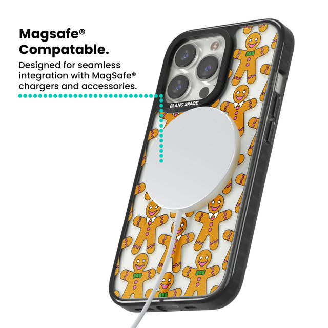 Gingerbread Cookie Pattern Magsafe Black Impact Phone Case for iPhone 13 Pro, iPhone 14 Pro, iPhone 15 Pro