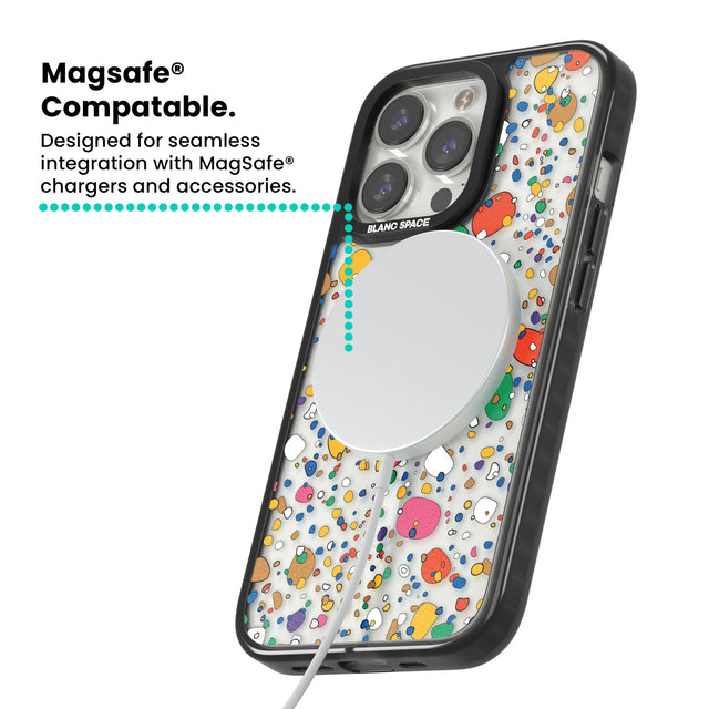 Colourful Confetti Pebbles Magsafe Black Impact Phone Case for iPhone 13 Pro, iPhone 14 Pro, iPhone 15 Pro