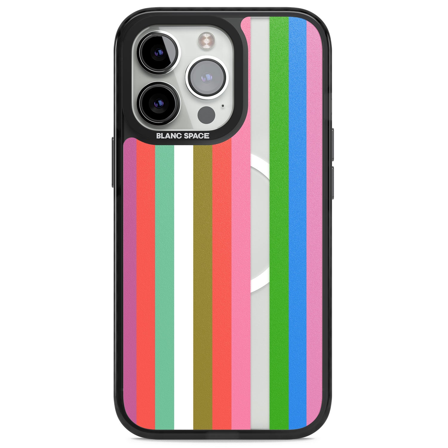 Vibrant Stripes Magsafe Black Impact Phone Case for iPhone 13 Pro, iPhone 14 Pro, iPhone 15 Pro