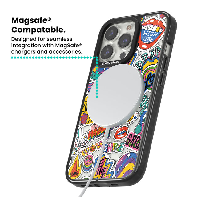 Magic Sticker Collage Magsafe Black Impact Phone Case for iPhone 13 Pro, iPhone 14 Pro, iPhone 15 Pro