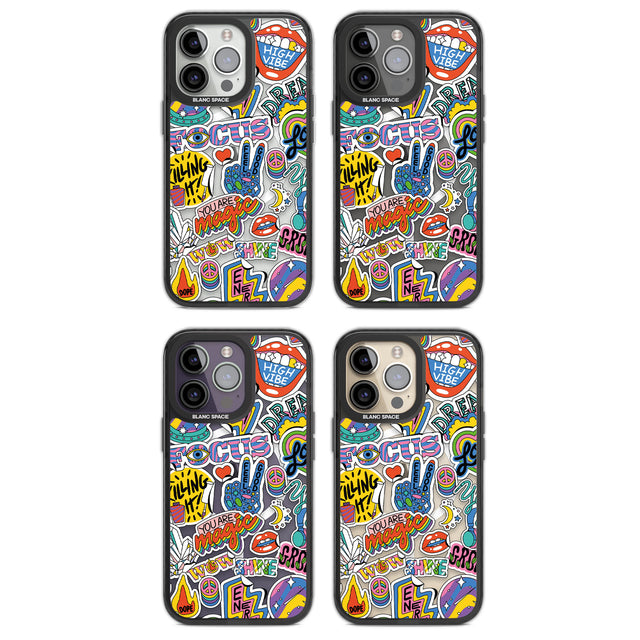 Magic Sticker Collage Magsafe Black Impact Phone Case for iPhone 13 Pro, iPhone 14 Pro, iPhone 15 Pro
