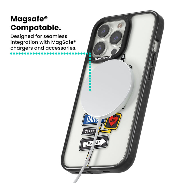 Mood Street Signs Magsafe Black Impact Phone Case for iPhone 13 Pro, iPhone 14 Pro, iPhone 15 Pro