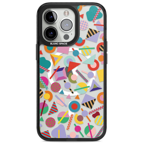 Retro Carnival Shapes Magsafe Black Impact Phone Case for iPhone 13 Pro, iPhone 14 Pro, iPhone 15 Pro