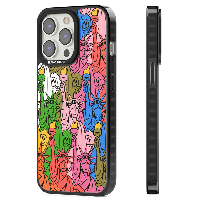Multicolour Liberty Pattern Magsafe Black Impact Phone Case for iPhone 13 Pro, iPhone 14 Pro, iPhone 15 Pro