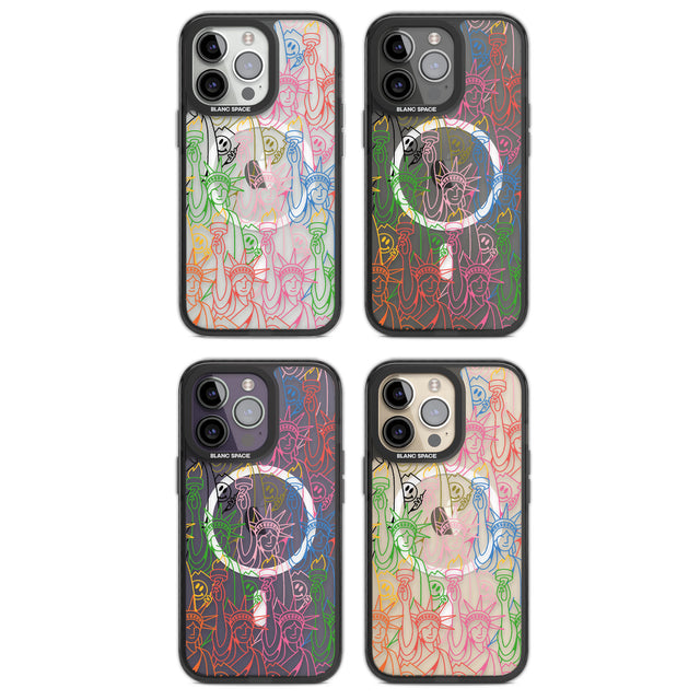 Multicolour Liberty Line Pattern Magsafe Black Impact Phone Case for iPhone 13 Pro, iPhone 14 Pro, iPhone 15 Pro