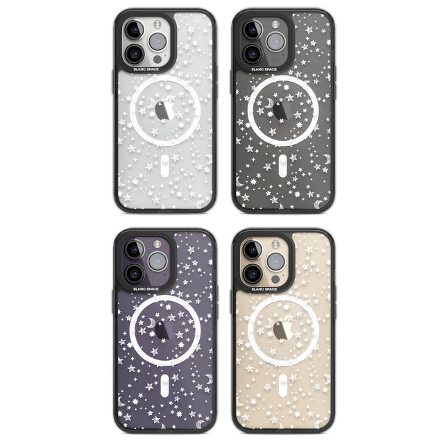 White Cosmic Galaxy Pattern Magsafe Black Impact Phone Case for iPhone 13 Pro, iPhone 14 Pro, iPhone 15 Pro