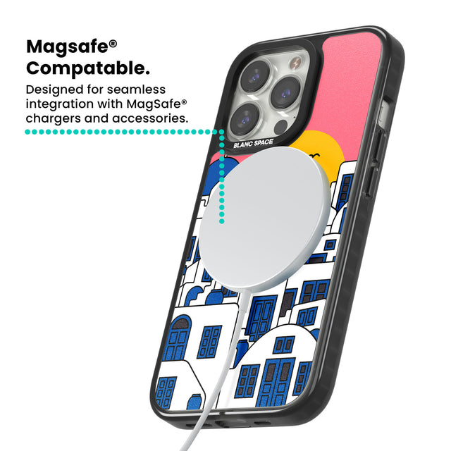 Santorini Sunset Magsafe Black Impact Phone Case for iPhone 13 Pro, iPhone 14 Pro, iPhone 15 Pro