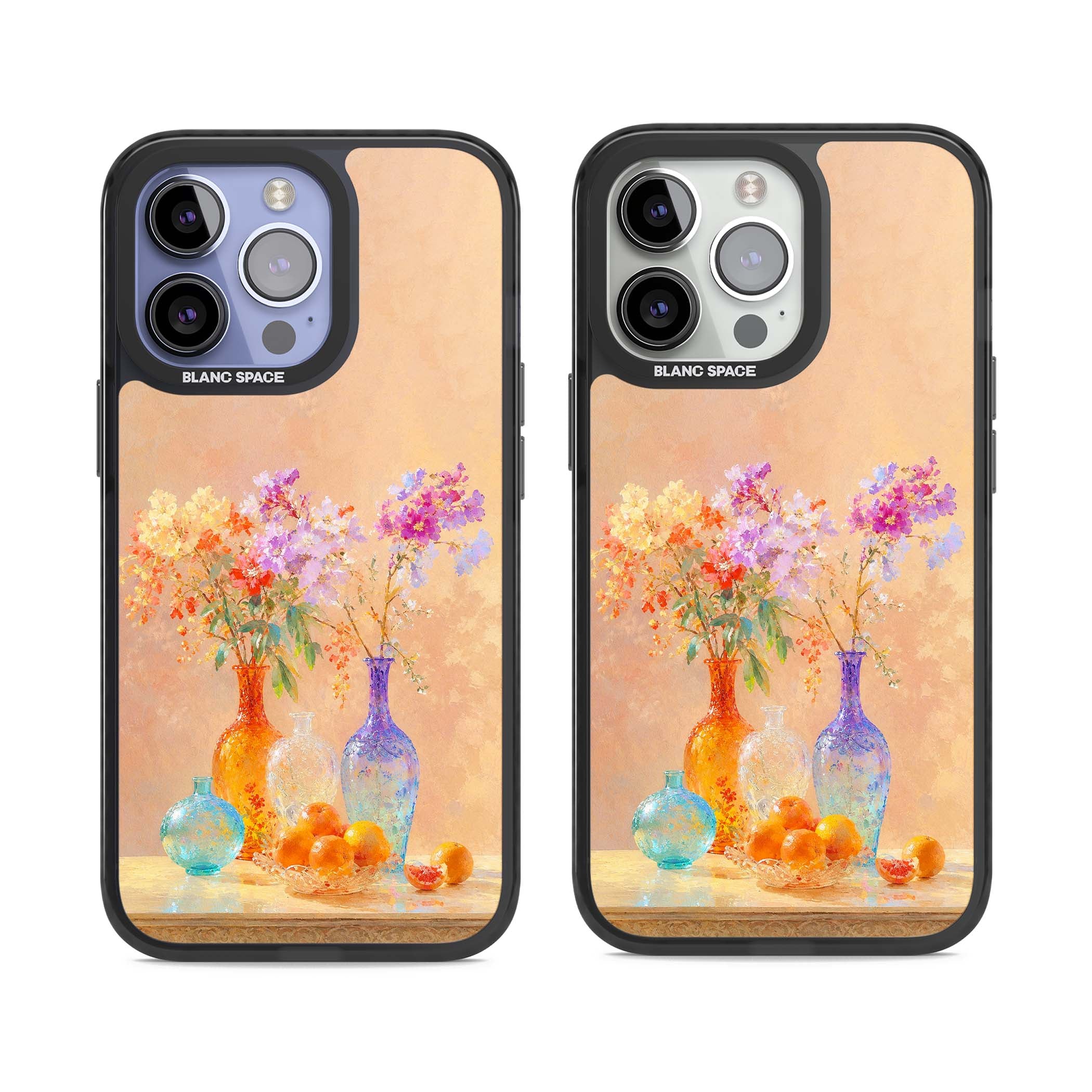 Peach Glass art iPhone case | Black Impact Magsafe case for iPhone 13 Pro, iPhone 14 Pro, iPhone 15 Pro