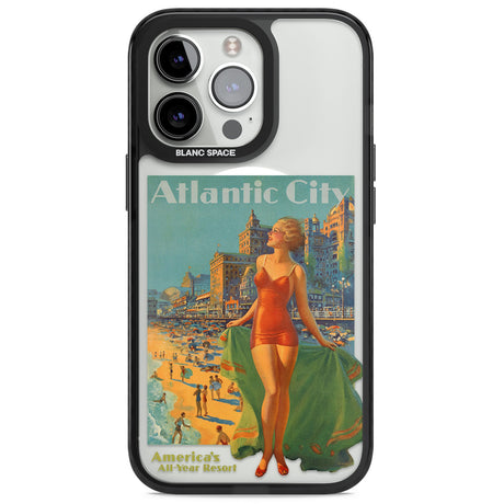 Atlantic City Vacation Poster Magsafe Black Impact Phone Case for iPhone 13 Pro, iPhone 14 Pro, iPhone 15 Pro