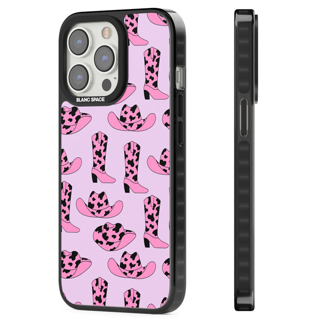 Cow-Girl Pattern Magsafe Black Impact Phone Case for iPhone 13 Pro, iPhone 14 Pro, iPhone 15 Pro