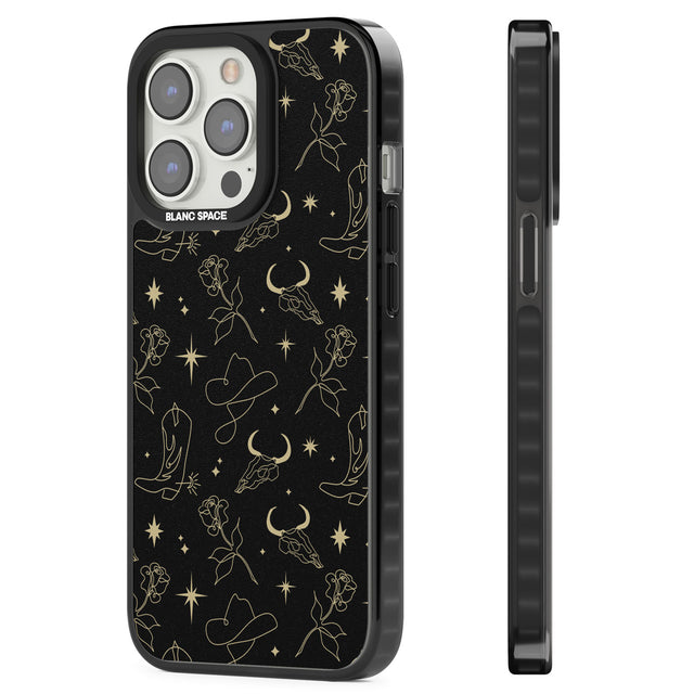Celestial West Pattern Magsafe Black Impact Phone Case for iPhone 13 Pro, iPhone 14 Pro, iPhone 15 Pro