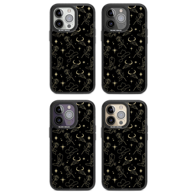 Celestial West Pattern Magsafe Black Impact Phone Case for iPhone 13 Pro, iPhone 14 Pro, iPhone 15 Pro