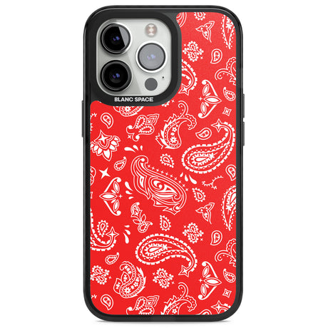 Red Bandana Magsafe Black Impact Phone Case for iPhone 13 Pro, iPhone 14 Pro, iPhone 15 Pro