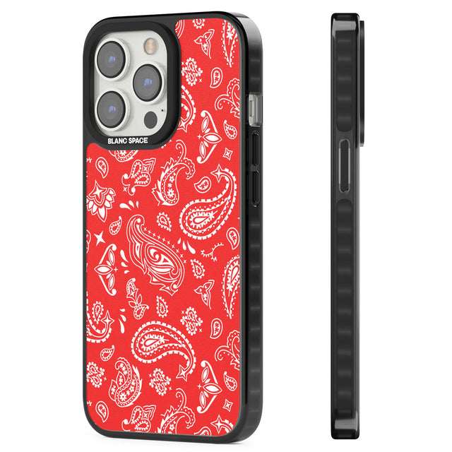 Red Bandana Magsafe Black Impact Phone Case for iPhone 13 Pro, iPhone 14 Pro, iPhone 15 Pro