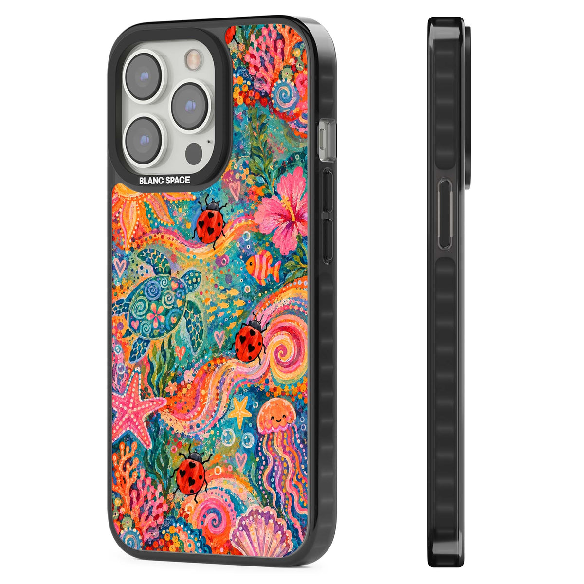 Coral Whimsy for her iPhone case | Black Impact Magsafe case for iPhone 13 Pro, iPhone 14 Pro, iPhone 15 Pro