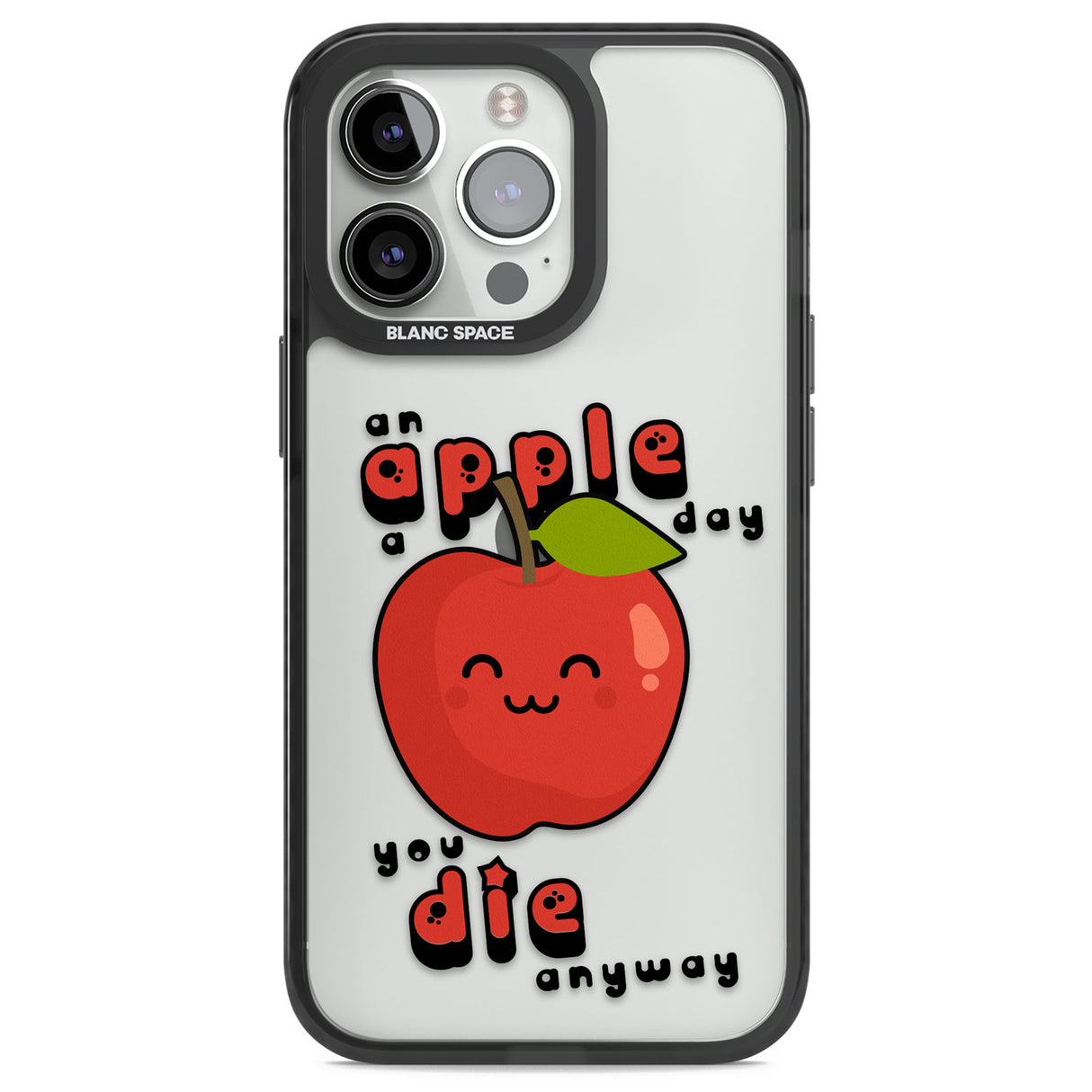 An Apple a Day Black Impact Phone Case for iPhone 13 Pro, iPhone 14 Pro, iPhone 15 Pro