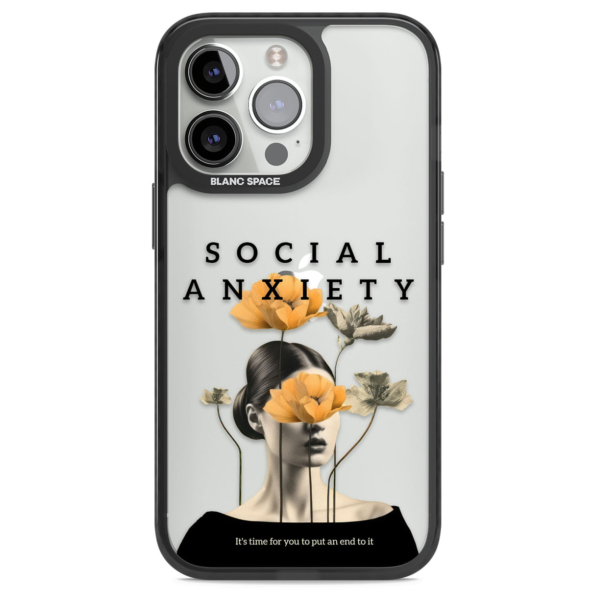 Social Anxiety Black Impact Phone Case for iPhone 13 Pro, iPhone 14 Pro, iPhone 15 Pro