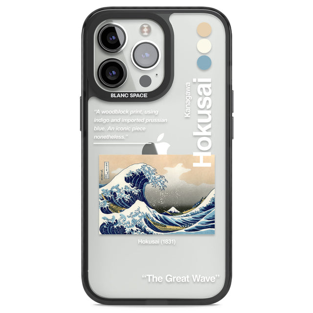 The Great Wave Black Impact Phone Case for iPhone 13 Pro, iPhone 14 Pro, iPhone 15 Pro