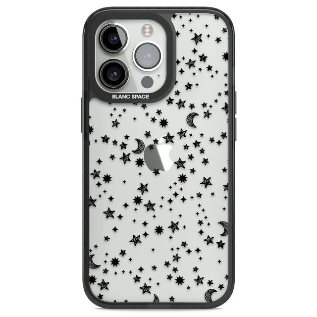 Black Cosmic Galaxy Pattern Black Impact Phone Case for iPhone 13 Pro, iPhone 14 Pro, iPhone 15 Pro