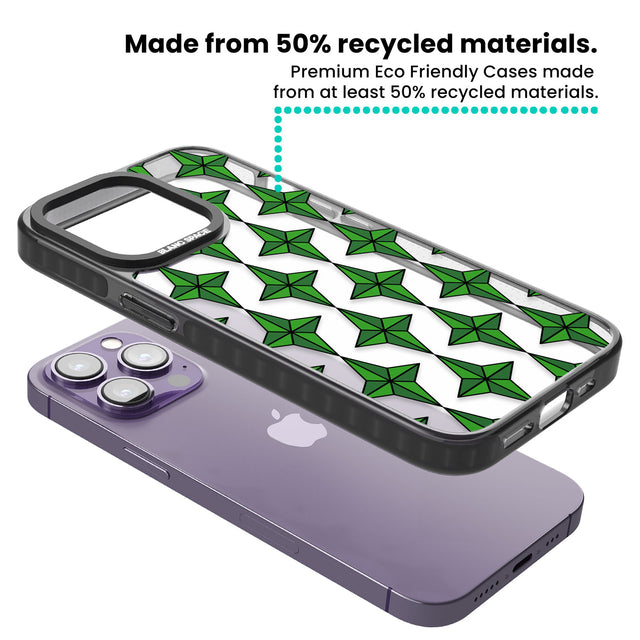 Emerald Stars Pattern (Clear) Black Impact Phone Case for iPhone 13 Pro, iPhone 14 Pro, iPhone 15 Pro