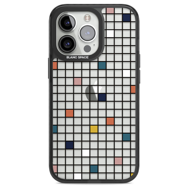 Earthtone Clear Geometric Grid Black Impact Phone Case for iPhone 13 Pro, iPhone 14 Pro, iPhone 15 Pro