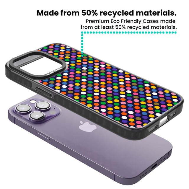 Multicolour Polka-dot Fiesta (Purple) Black Impact Phone Case for iPhone 13 Pro, iPhone 14 Pro, iPhone 15 Pro