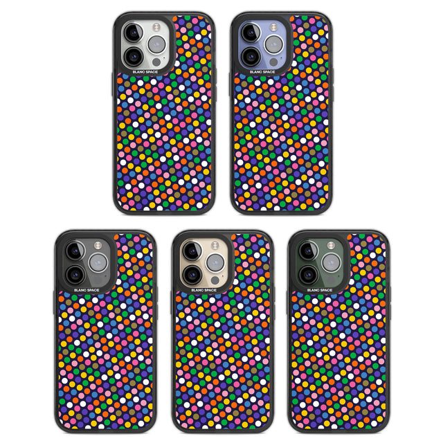 Multicolour Polka-dot Fiesta (Purple) Black Impact Phone Case for iPhone 13 Pro, iPhone 14 Pro, iPhone 15 Pro