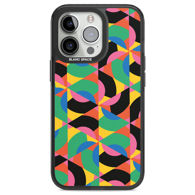 Abstract Carnival Black Impact Phone Case for iPhone 13 Pro, iPhone 14 Pro, iPhone 15 Pro