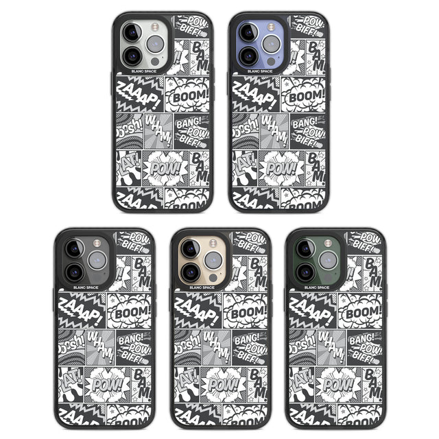 Onomatopoeia (Black & White) Black Impact Phone Case for iPhone 13 Pro, iPhone 14 Pro, iPhone 15 Pro