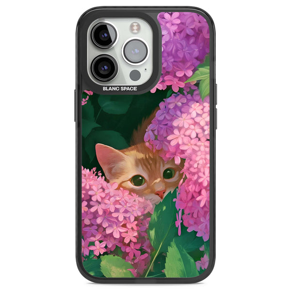 Cat In Pink Flowers