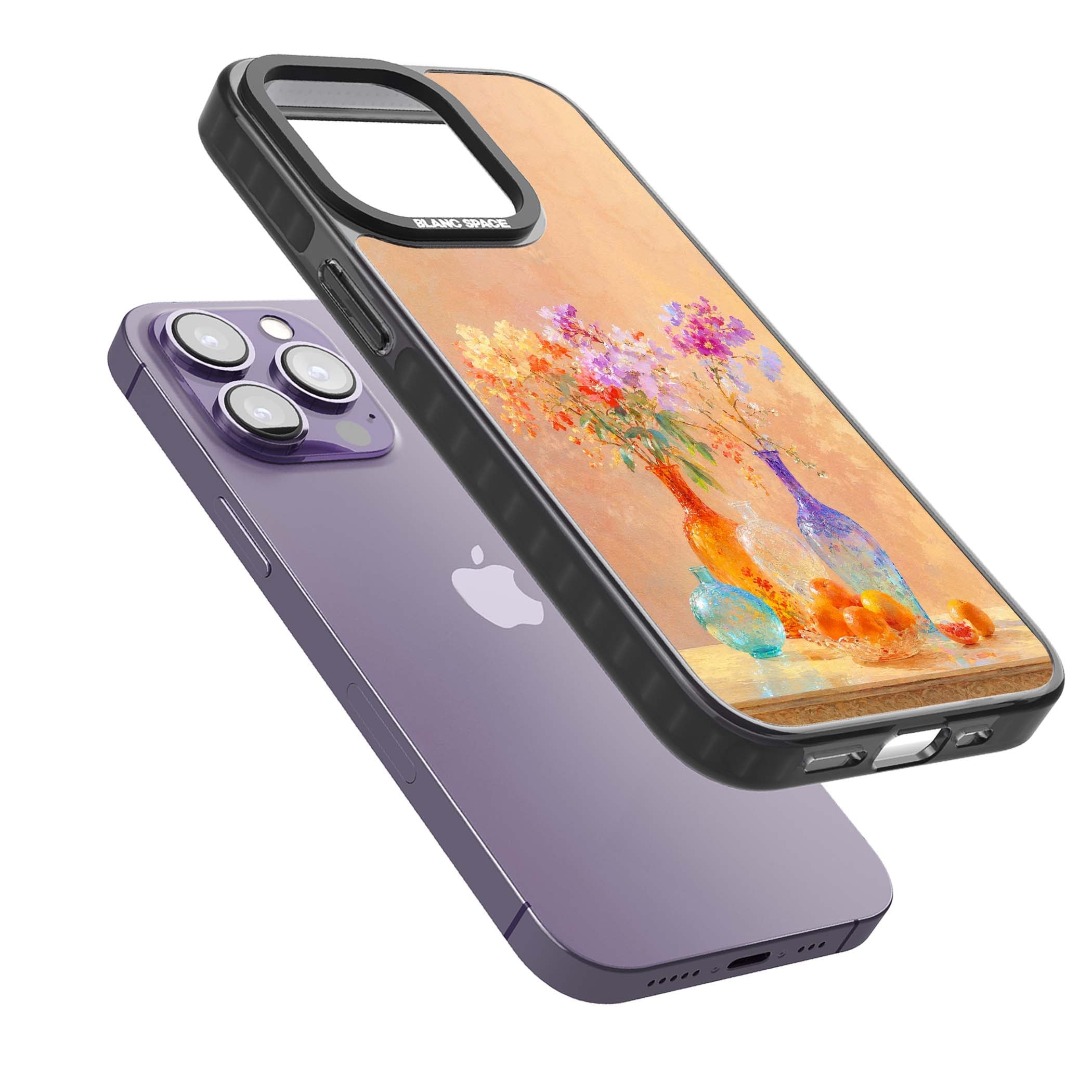 Peach Glass art iPhone case | Black Impact case for iPhone 13 Pro, iPhone 14 Pro, iPhone 15 Pro