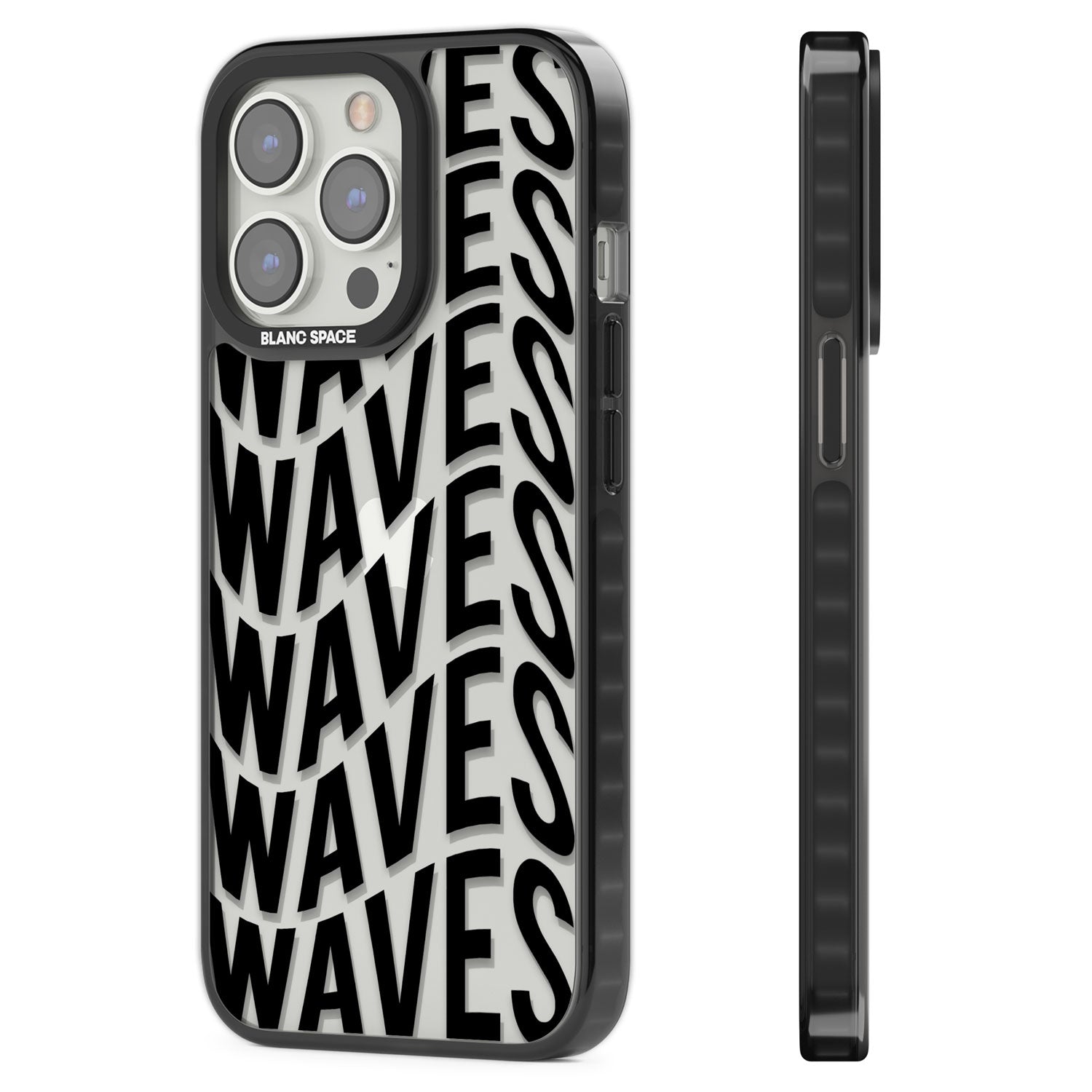 WAVES Black Impact Phone Case for iPhone 13 Pro, iPhone 14 Pro, iPhone 15 Pro