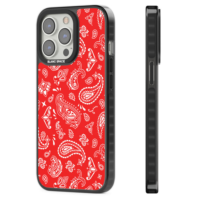 Red Bandana Black Impact Phone Case for iPhone 13 Pro, iPhone 14 Pro, iPhone 15 Pro