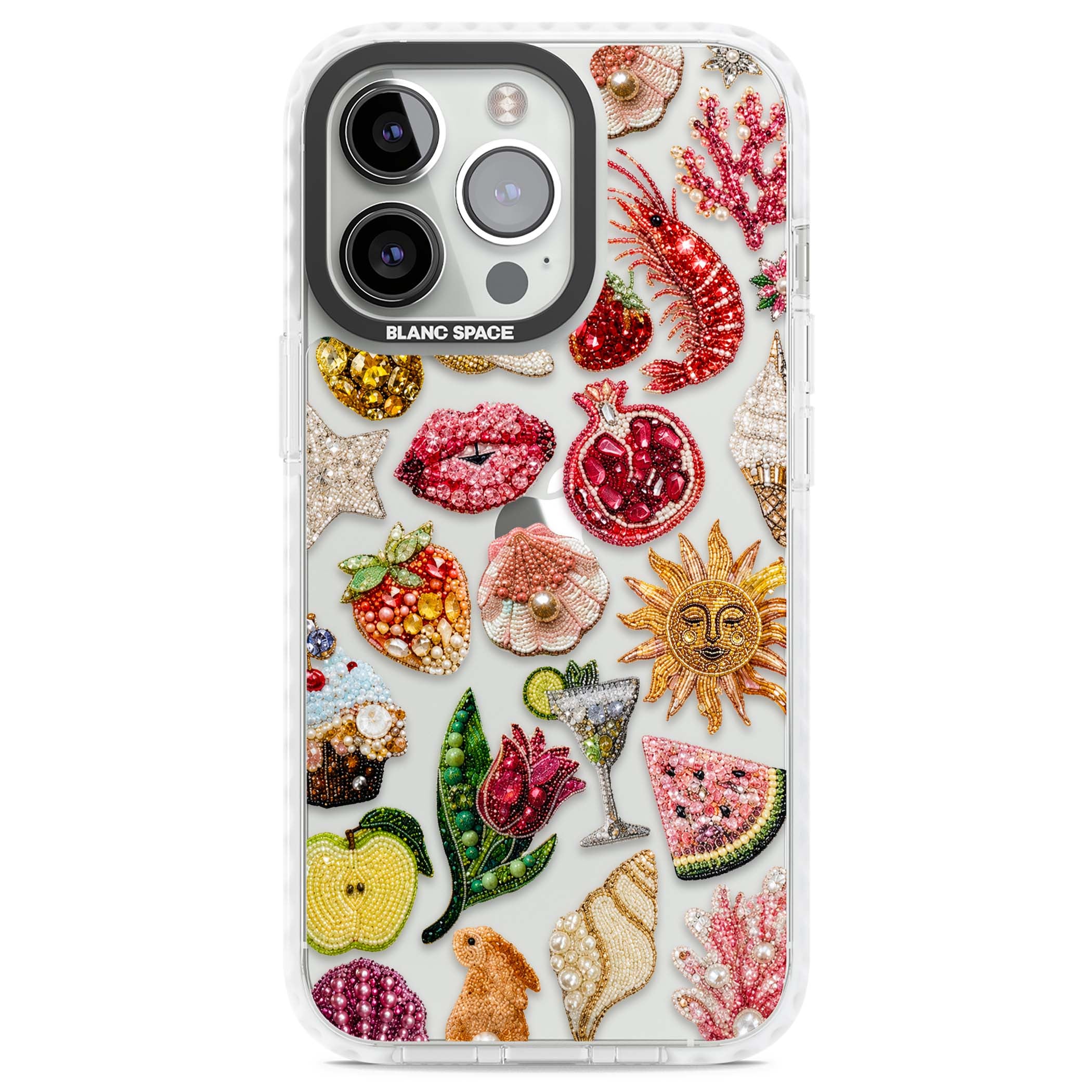 Beaded Riviera coquette iPhone case | Clear Impact case for iPhone 13 Pro, iPhone 14 Pro, iPhone 15 Pro