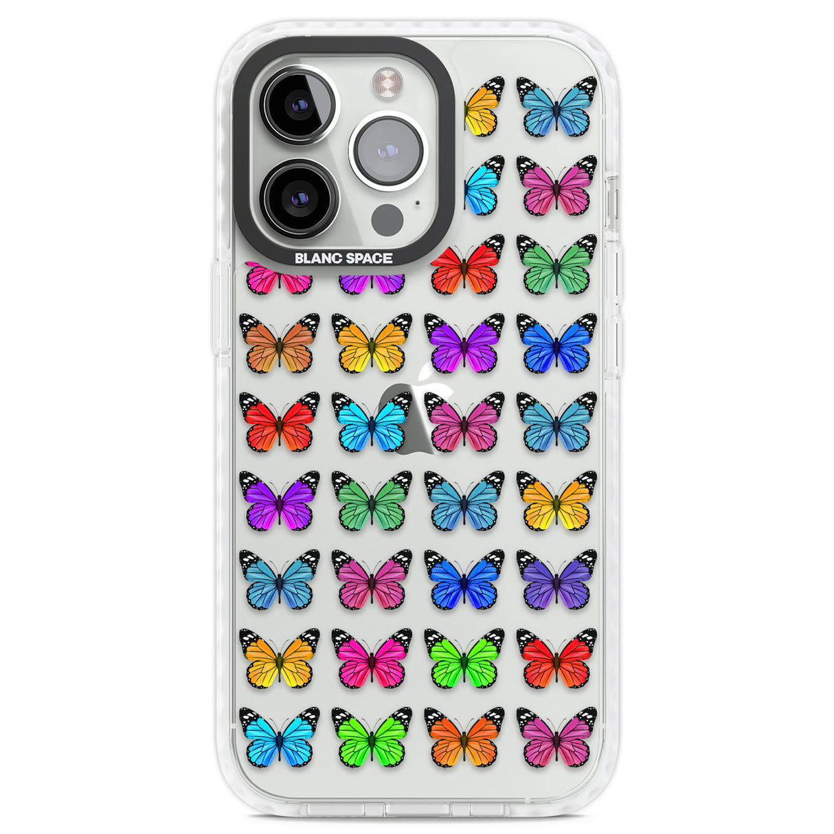 Colourful Butterfly Pattern Clear Impact Phone Case for iPhone 13 Pro, iPhone 14 Pro, iPhone 15 Pro