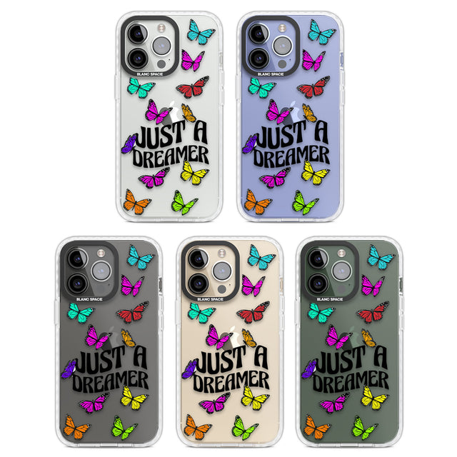 Just a Dreamer Butterfly Clear Impact Phone Case for iPhone 13 Pro, iPhone 14 Pro, iPhone 15 Pro